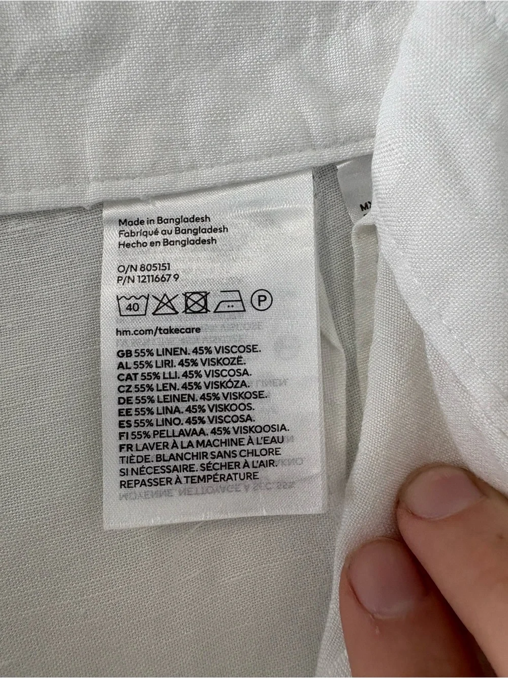 H&M White Linen Blend Wide Leg Pants Women’s Size 4 High Rise Summer